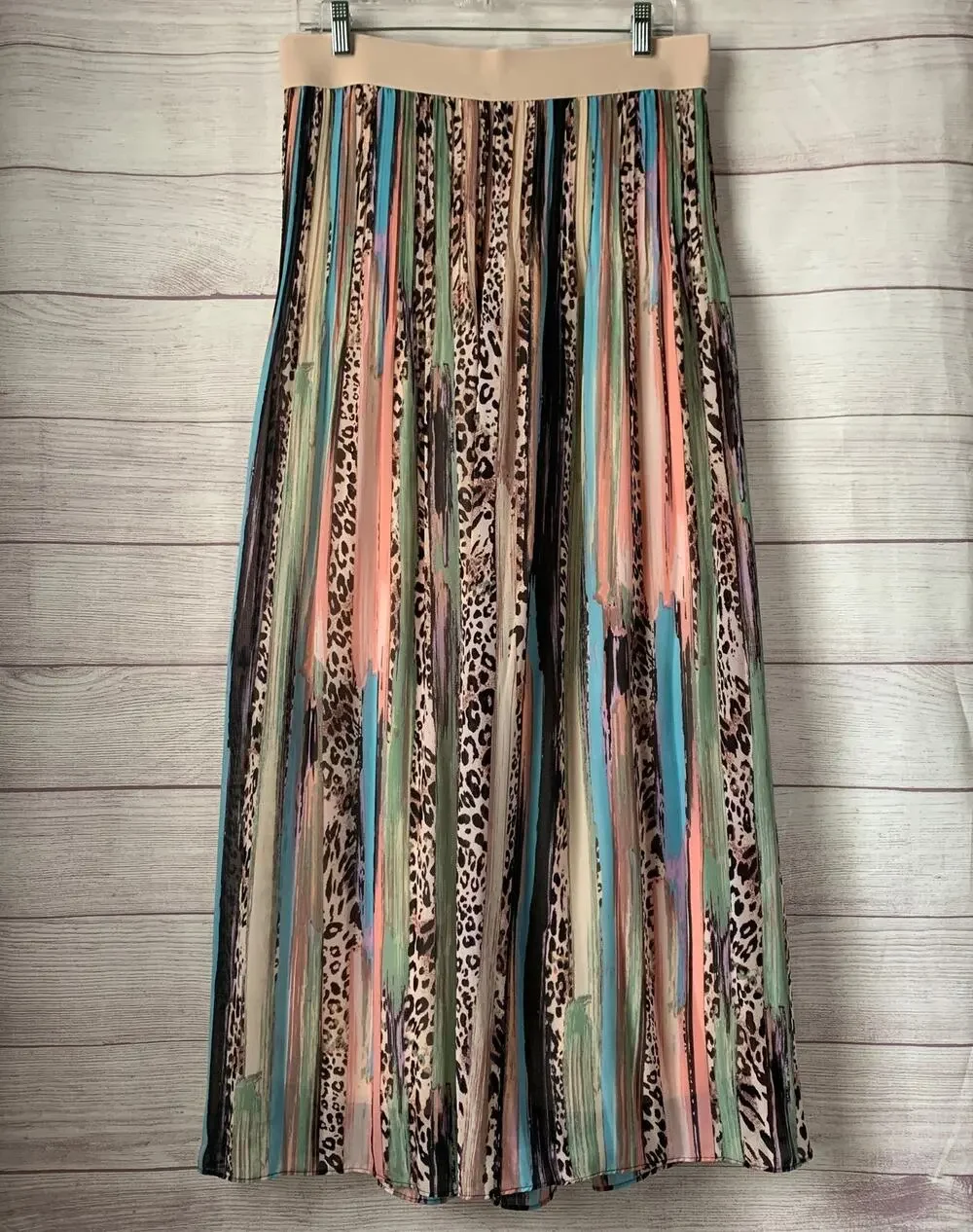 Spense Multi-Color Cheetah Print Palazzo Pants Wide Leg Animal Leopard Size M
